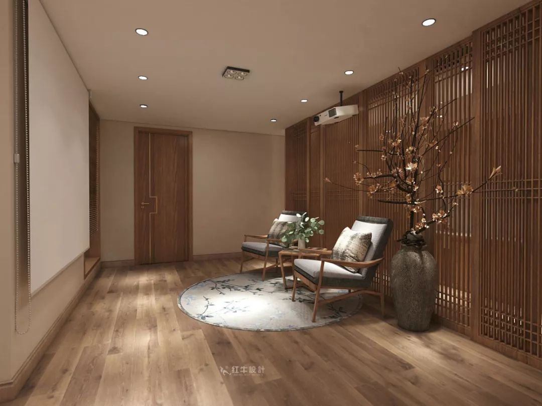 南京大華錦繡時代160㎡中式風(fēng)格--健身房+家庭影院，這才是向往的生活！05負(fù)一樓設(shè)計_家庭影院落地花瓶