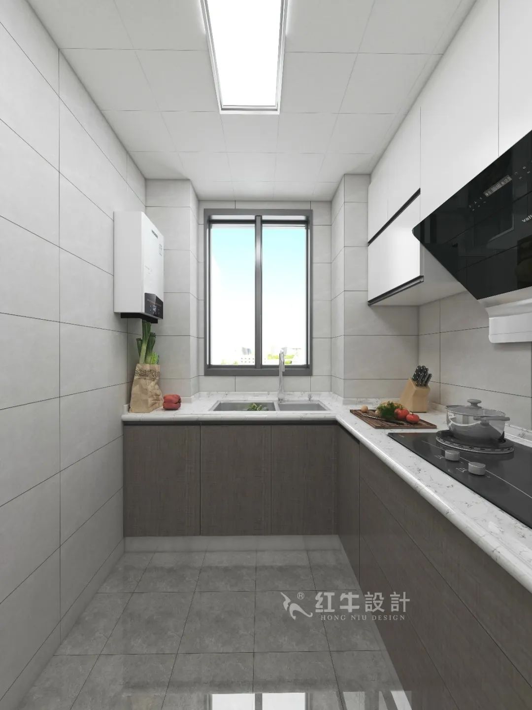 劉萍萍_花崗鴻福城132㎡現(xiàn)代簡約風格_兩套小戶型打通變大宅，中西雙廚房+衣帽間打造品質生活！10廚房