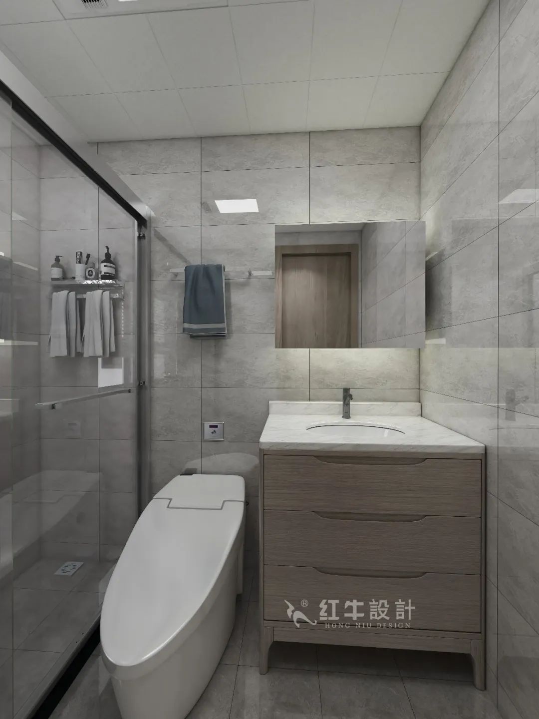 劉萍萍_花崗鴻福城132㎡現(xiàn)代簡約風格_兩套小戶型打通變大宅，中西雙廚房+衣帽間打造品質生活！15衛(wèi)生間