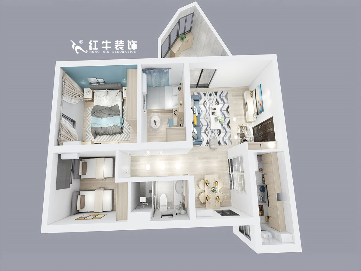 劉小勇_南灣營寧康苑38-303-90㎡-現(xiàn)代簡(jiǎn)約風(fēng)格_鳥瞰圖