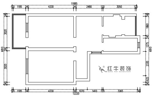 張桐瑋_武定新村41-402-60㎡-簡(jiǎn)歐風(fēng)格_2室1廳1衛(wèi)（老房裝修）_定制家￥83500_全包10萬(wàn)00_01原始結(jié)構(gòu)圖