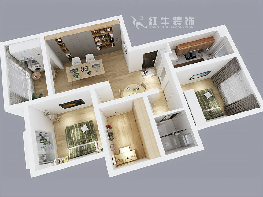 魏利利_津橋華府82㎡現(xiàn)代簡(jiǎn)約｜顛覆傳統(tǒng)客廳，即是休閑書(shū)吧又是影院03鳥(niǎo)瞰圖