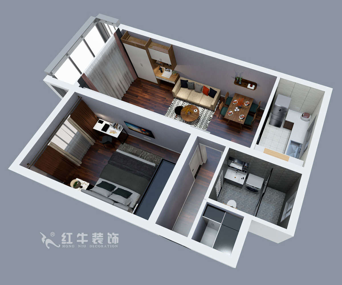 劉曉芳｜長白街2號(hào)1-506-64㎡-現(xiàn)代風(fēng)格｜2室2廳1衛(wèi)｜老房裝修｜定制家￥105600｜全包10