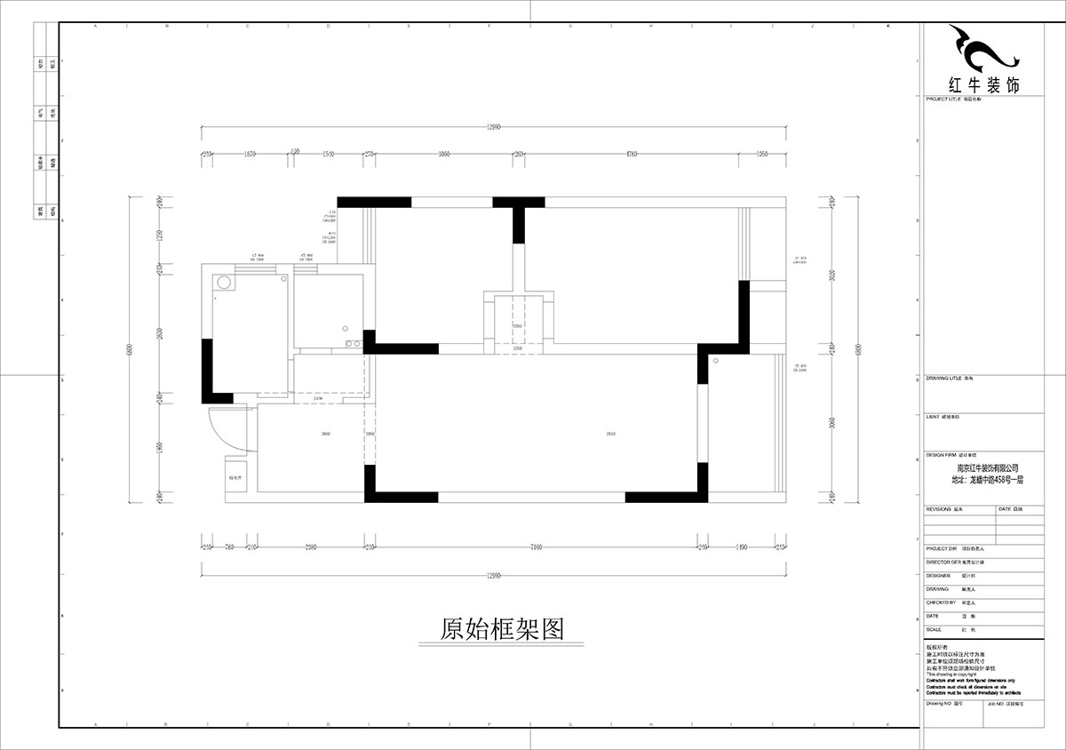 孟憲濤｜紫楊佳園2-505-85㎡-現(xiàn)代簡約風格｜2室2廳1衛(wèi)｜老房裝修｜定制家｜全包12萬｜00_01原始框架圖