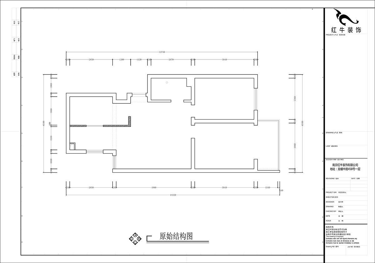 張智猿｜泰和園12-606-87㎡-現代風格｜2室1廳1衛(wèi)｜老房裝修｜定制家｜全包14萬｜00_01原始結構圖