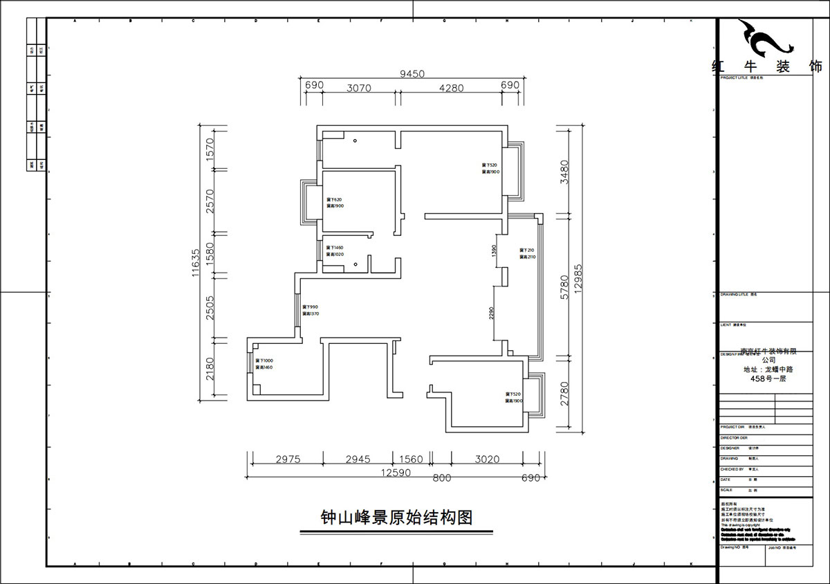 朱彥｜鐘山峰景15-803-128㎡-簡(jiǎn)約風(fēng)格｜3室2廳2衛(wèi)｜新房裝修｜定制家｜全包13萬｜00_01原始結(jié)構(gòu)圖