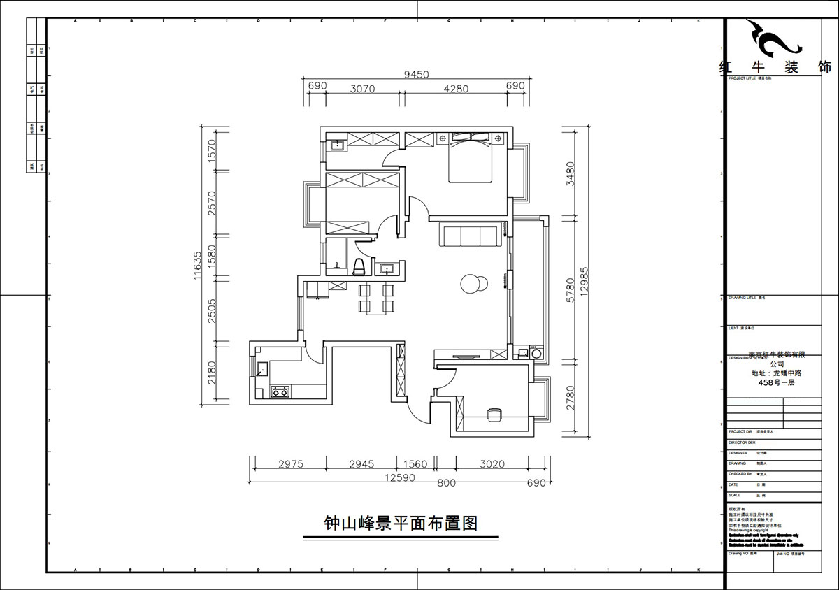 朱彥｜鐘山峰景15-803-128㎡-簡(jiǎn)約風(fēng)格｜3室2廳2衛(wèi)｜新房裝修｜定制家｜全包13萬｜00_02平面布置圖