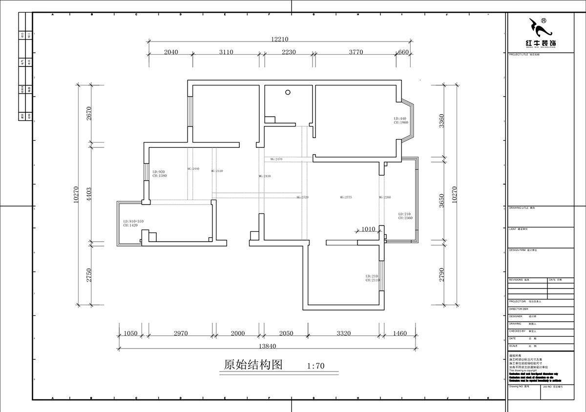 蔣?。汩坷?-3-1101-260㎡-現(xiàn)代簡(jiǎn)約風(fēng)格｜4室3廳2衛(wèi)｜老房裝修｜定制家｜全包29萬｜00_01一層原始結(jié)構(gòu)圖