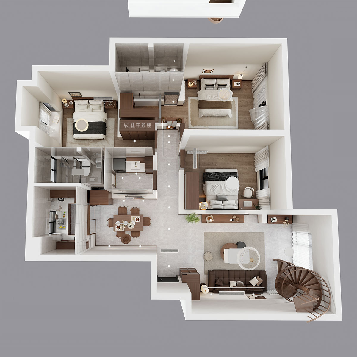 朱彥|聚寶山莊海棠街區(qū)5-1203-130㎡-現(xiàn)代簡(jiǎn)約風(fēng)格|3室2廳2衛(wèi)|老房改造|定制家|全包16萬|00_04鳥瞰圖