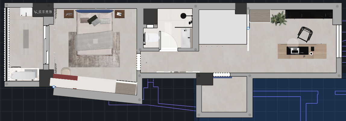 蔣?。ヌ陨郴ǔ?-1705-105㎡-現(xiàn)代簡(jiǎn)約風(fēng)格｜2室2廳1衛(wèi)｜老房裝修｜定制家｜全包15萬(wàn)｜00_06二層平面彩圖