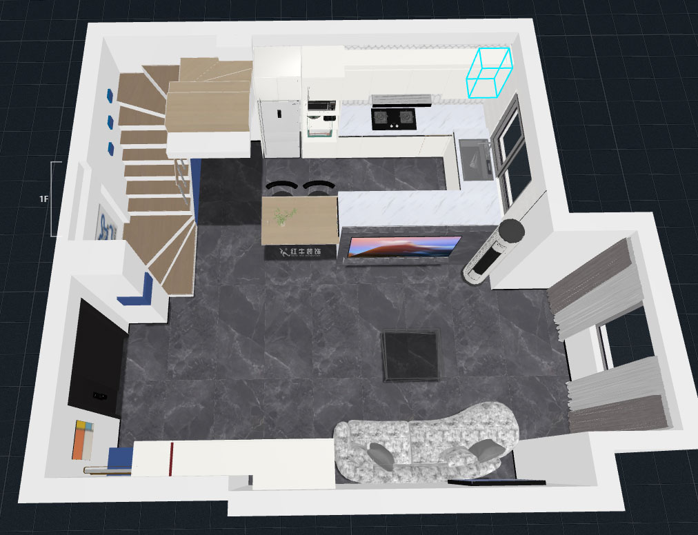 蔣?。ヌ陨郴ǔ?-1705-105㎡-現(xiàn)代簡(jiǎn)約風(fēng)格｜2室2廳1衛(wèi)｜老房裝修｜定制家｜全包15萬(wàn)｜00_07一層鳥瞰圖
