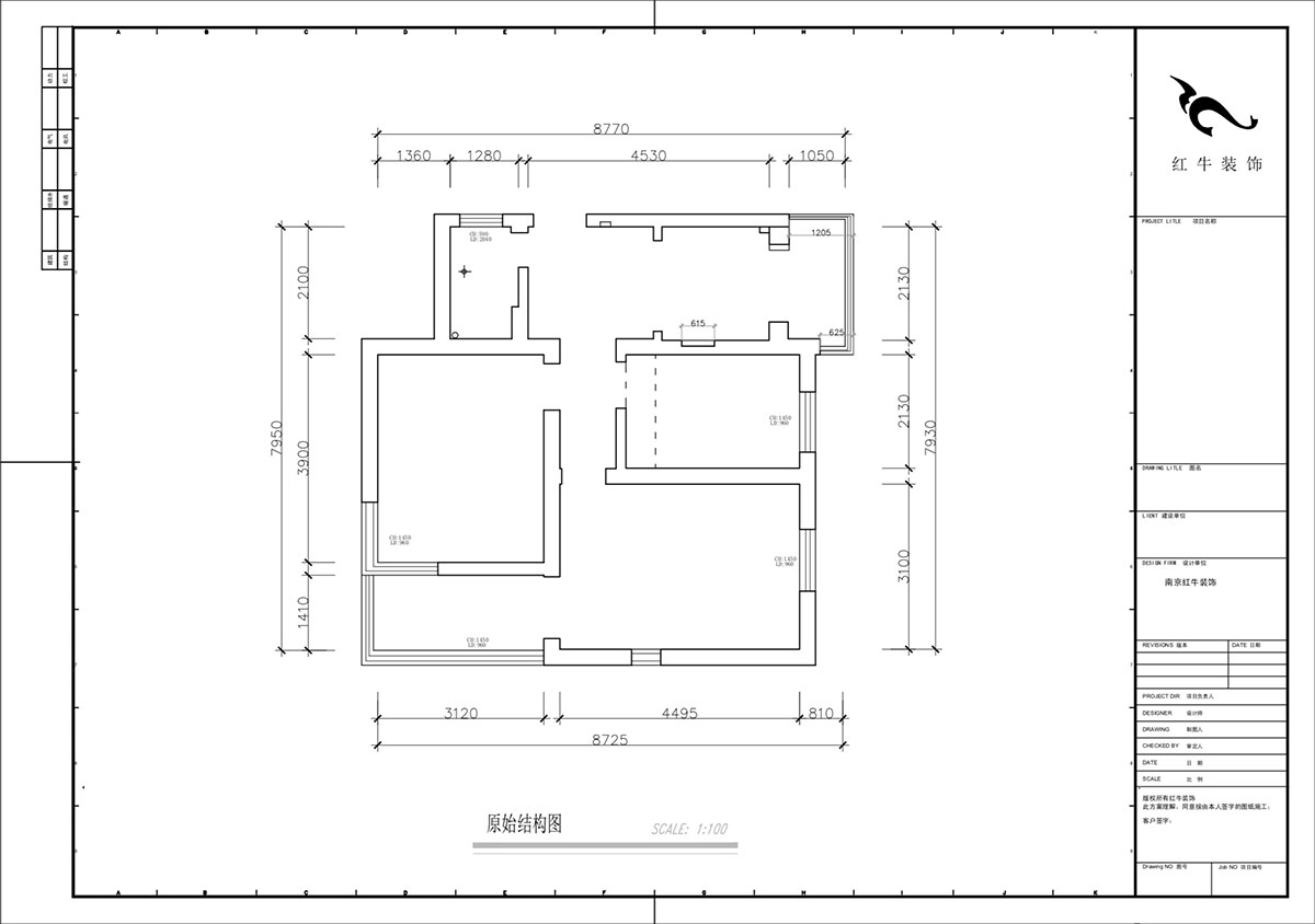 蔣?。少t街92號院9-301-68㎡-現(xiàn)代簡約風(fēng)格｜3室1廳1衛(wèi)｜老房裝修｜定制家｜全包10萬｜00_01原始結(jié)構(gòu)圖