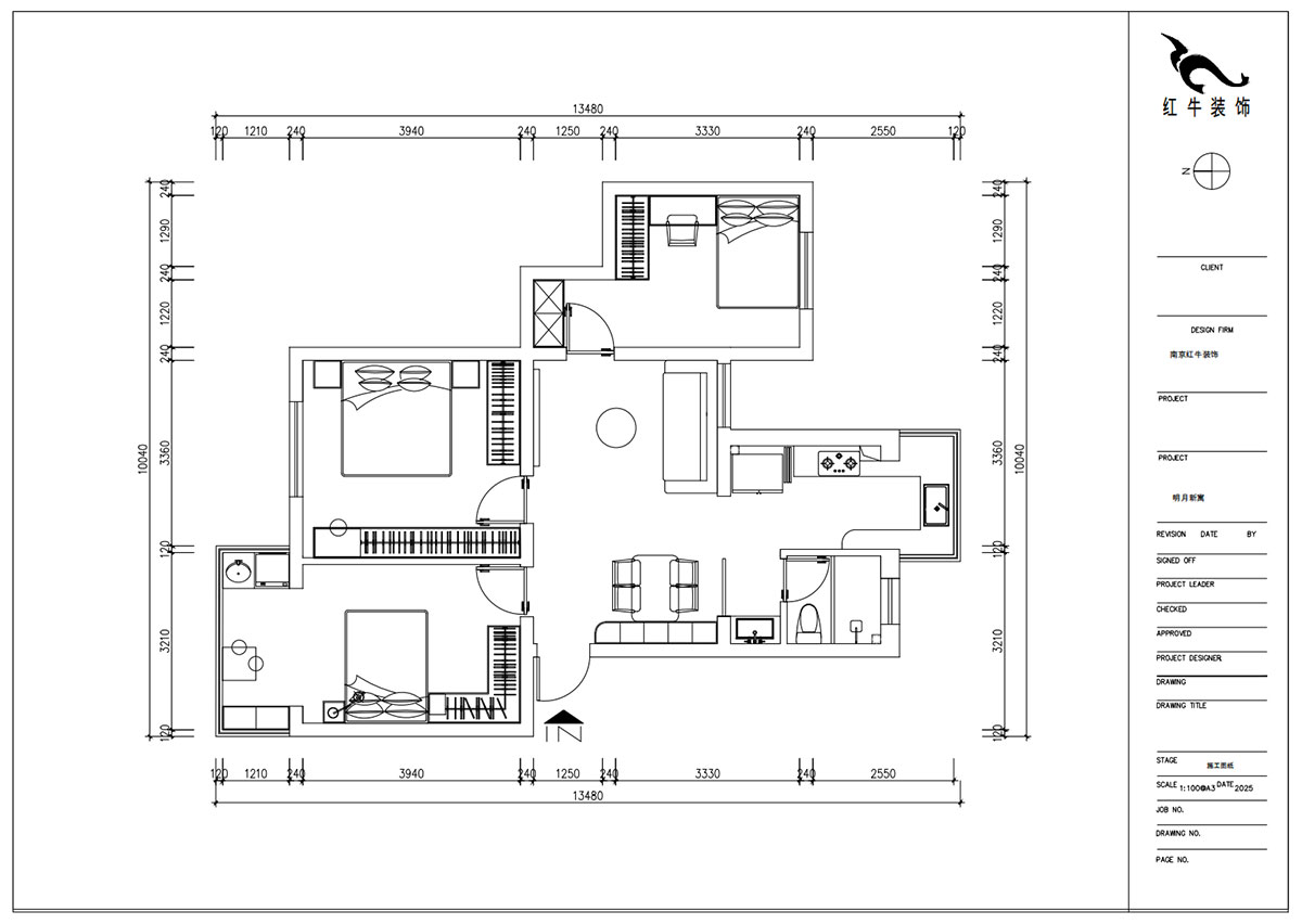 朱明琪|明月新寓花園12-102-85㎡-現(xiàn)代簡約風格|3室1廳1衛(wèi)|老房改造|定制家|全包11萬|00_02平面布置圖